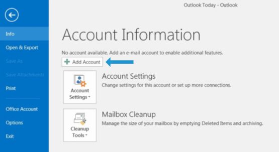 Outlook 2016 Add Account